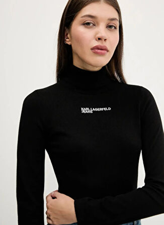Karl Lagerfeld Jeans Dik Yaka Standart Baskılı Siyah Kazak Kadın A3W18007