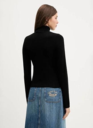 Karl Lagerfeld Jeans Dik Yaka Standart Baskılı Siyah Kazak Kadın A3W18007