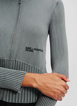 Karl Lagerfeld Jeans Dik Yaka Standart Baskılı Gri Kazak Kadın A3W18010
