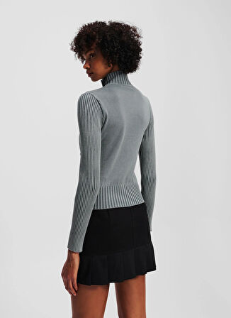 Karl Lagerfeld Jeans Dik Yaka Standart Baskılı Gri Kazak Kadın A3W18010