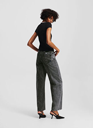 Karl Lagerfeld Jeans Yüksek Bel Geniş Paça Standart Siyah Kadın Denim Pantolon A3W10070