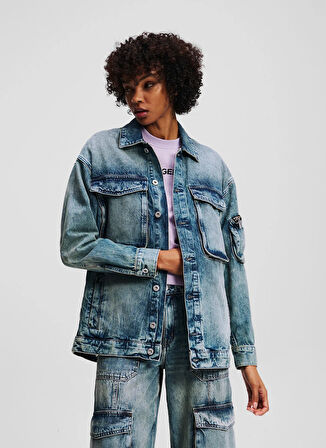 Karl Lagerfeld Jeans Mavi Kadın Denim Ceket A3W14011