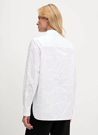 KARL LAGERFELD Standart Gömlek Yaka Düz Beyaz Kadın Gömlek A3W11021