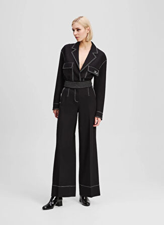 KARL LAGERFELD Yüksek Bel Standart Siyah Kadın Pantolon A3W10096
