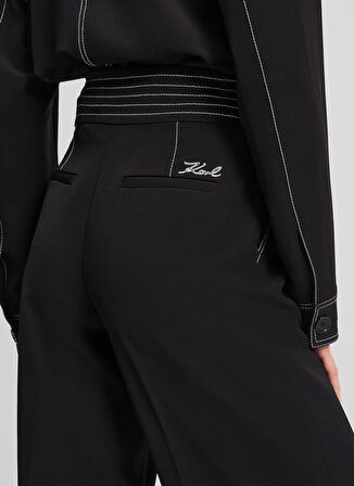 KARL LAGERFELD Yüksek Bel Standart Siyah Kadın Pantolon A3W10096