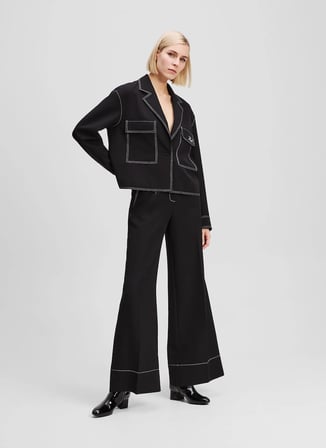 KARL LAGERFELD Yüksek Bel Standart Siyah Kadın Pantolon A3W10096
