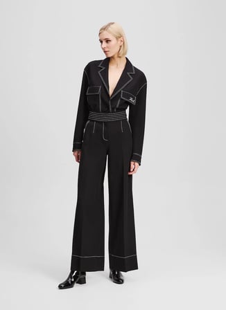 KARL LAGERFELD Yüksek Bel Standart Siyah Kadın Pantolon A3W10096