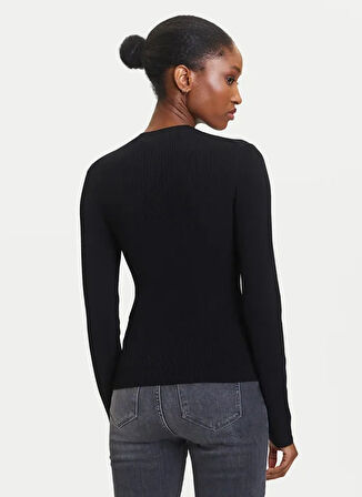 KARL LAGERFELD Yuvarlak Yaka Standart Desenli Siyah Kazak Kadın A3W18025