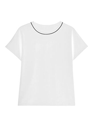 Karl Lagerfeld Jeans Yuvarlak Yaka Baskılı Beyaz Kadın T-Shirt A3W17098