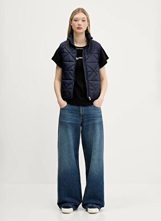 Karl Lagerfeld Jeans Yuvarlak Yaka Baskılı Siyah Kadın T-Shirt A3W17098