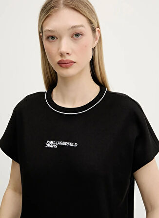 Karl Lagerfeld Jeans Yuvarlak Yaka Baskılı Siyah Kadın T-Shirt A3W17098