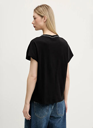 Karl Lagerfeld Jeans Yuvarlak Yaka Baskılı Siyah Kadın T-Shirt A3W17098