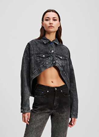 Karl Lagerfeld Jeans Antrasit Kadın Denim Ceket A3W14060