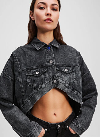 Karl Lagerfeld Jeans Antrasit Kadın Denim Ceket A3W14060