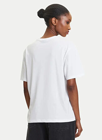 Karl Lagerfeld Jeans Yuvarlak Yaka Baskılı Beyaz Kadın T-Shirt A3W17039