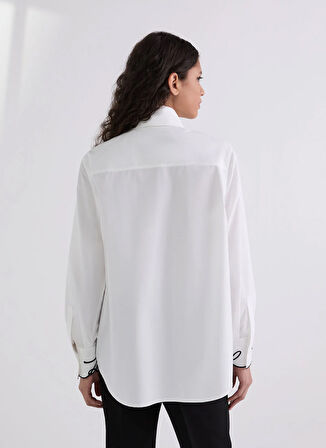 KARL LAGERFELD Standart Gömlek Yaka Düz Beyaz Kadın Gömlek A3W11023