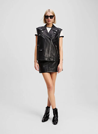 KARL LAGERFELD Yuvarlak Yaka Desenli Siyah Kadın T-Shirt A3W17078