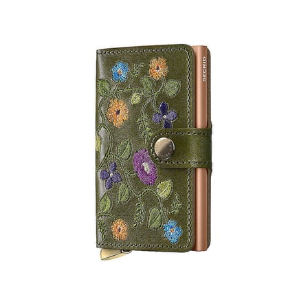 Secrid Premium Miniwallet+ Stitch Floral Kartlık Cüzdan, Yeşil