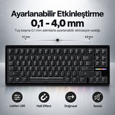 Wooting 80HE Lekker L60 Linear Manyetik Switch Gaming Klavye (WK5-US2-L60-BK1)