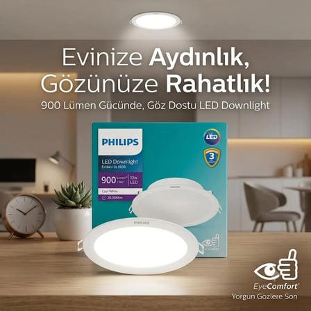 Philips Eridani DL190B 10w 125mm Delik Çapı 4000K Gün Işığı 900Lümen Spot