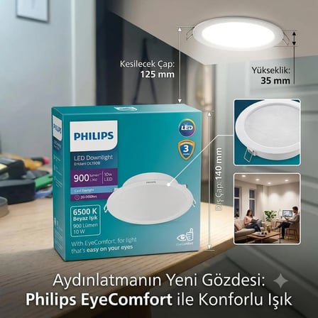 Philips Eridani DL190B 10w 125mm Delik Çapı 6500K Beyaz Işık 900 Lümen Spot
