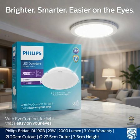 Philips 23w  led  2000lumen  ( 4000k) cool white  delik çapı 20cm dış çapı 22.5 cm  yükseklik 4cm