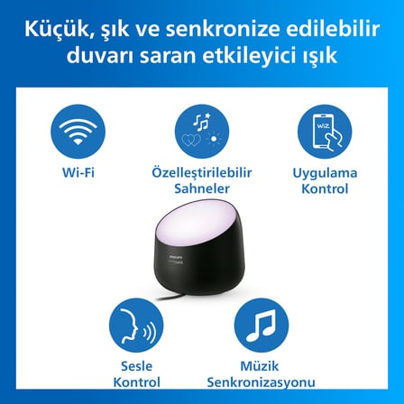 Philips Smart Lighting Squire Lite Akıllı Masa Lambası - Siyah - Google Home, Alexa, HomeKit ve Matter uyumlu
