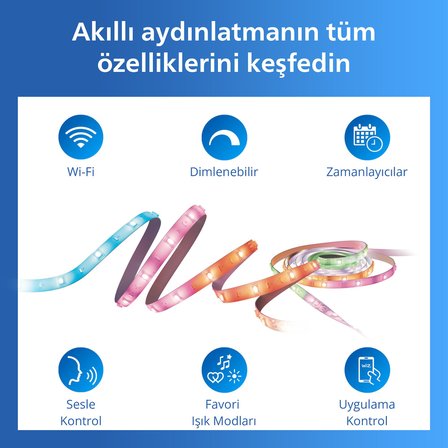 Philips Smart Lighting RGBIC LED Şerit 20 m (Type-C) - Google Home, Alexa, HomeKit ve Matter uyumlu