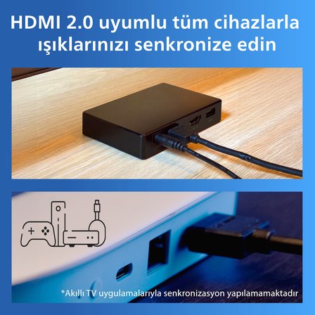 Philips Smart Lighting HDMI 2.0 Sync Box Kiti (55"-65" TV'ler için) - Google Home, Alexa, HomeKit ve Matter uyumlu