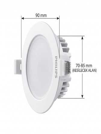 Philips 4.4w  350 lumen  4000k  naturel beyaz  kesim yeri 75-85mm  