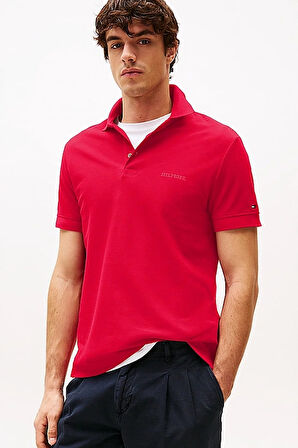 Erkek Th Regular Fit Monotype Polo T-Shirts - Kırmızı | XL