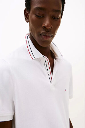 Tommy Hilfiger Erkek  Beyaz Regular    Yaka Polo  T-Shirt