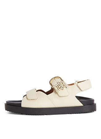 Tommy Hilfiger Deri Krem Kadın Sandalet FW0FW08799