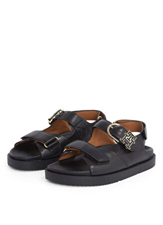 Tommy Hilfiger Deri Siyah Kadın Sandalet FW0FW08799