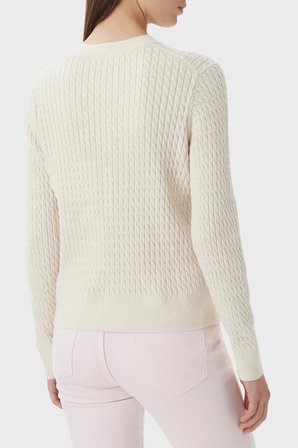 Tommy Hilfiger % 100 Pamuk Regular Fit Bisiklet Yaka Örgü Kazak Kadın KAZAK WW0WW44993 0F5 BEJ