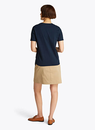 Tommy Hilfiger Bisiklet Yaka Mavi Kadın T-Shirt WW0WW45522C1G