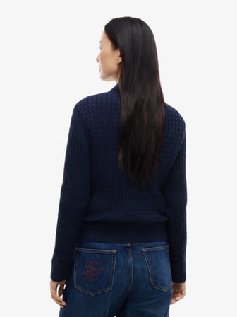 CO CABLE FINE GG C-NK LS SWEATER Kadın Mavi Kazak - WW0WW44993
