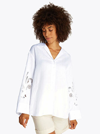 BRODERIE ANGLAISE LINEN SHIRT