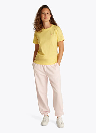 Tommy Hilfiger Bisiklet Yaka Sarı Kadın T-Shirt WW0WW45522ZF0