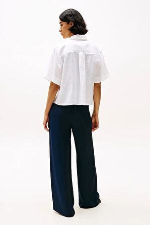 Kadın Th Relaxed Keten Gömlek - Beyaz | 36