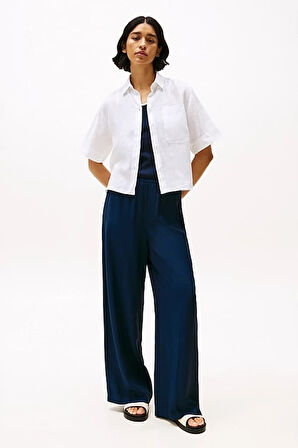 Kadın Th Relaxed Keten Gömlek - Beyaz | 38