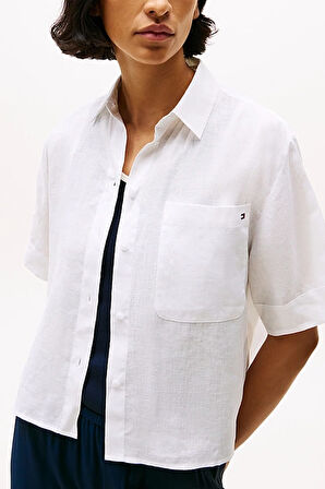 Kadın Th Relaxed Keten Gömlek - Beyaz | 38