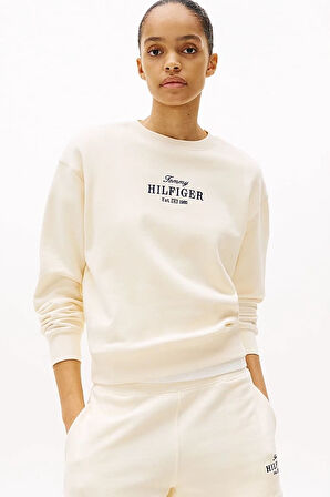 Kadın Th Logo Sweatshirt - Ekru | M