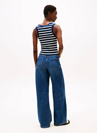 Tommy Hilfiger U Yaka Mavi Kadın T-Shirt WW0WW439200A4