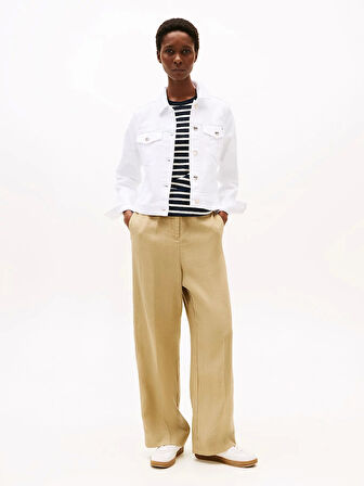 Tommy Kadın Beyaz Denim Slim Ceket