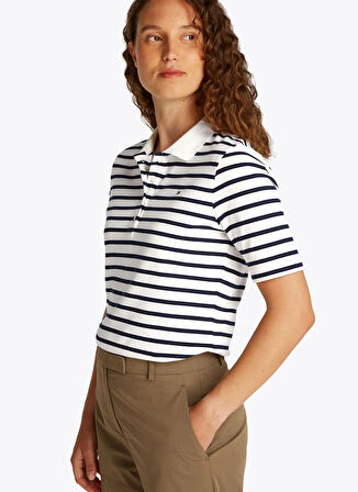 Tommy Hilfiger Polo Yaka Mavi Kadın T-Shirt WW0WW432240BF