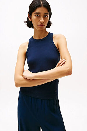 Kadın Th Ribbed Kolsuz T-Shirt - Lacivert | XS