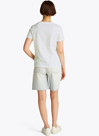 Tommy Hilfiger Bisiklet Yaka Beyaz Kadın T-Shirt WW0WW45428YBL