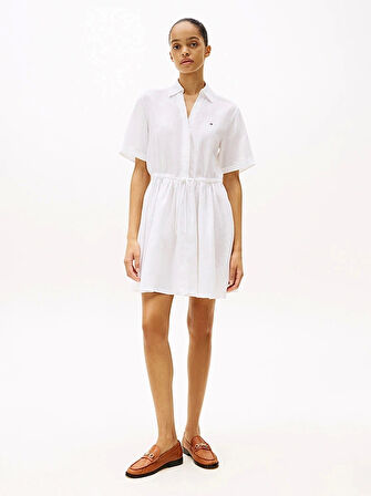 ESS LINEN S/S SHORT DRESS