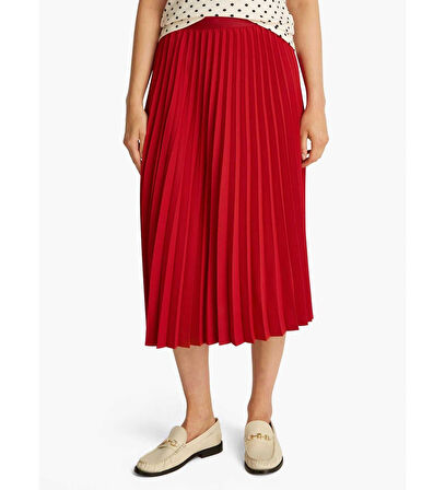 FLUID PLEATED PULL ON MIDI SKIRT